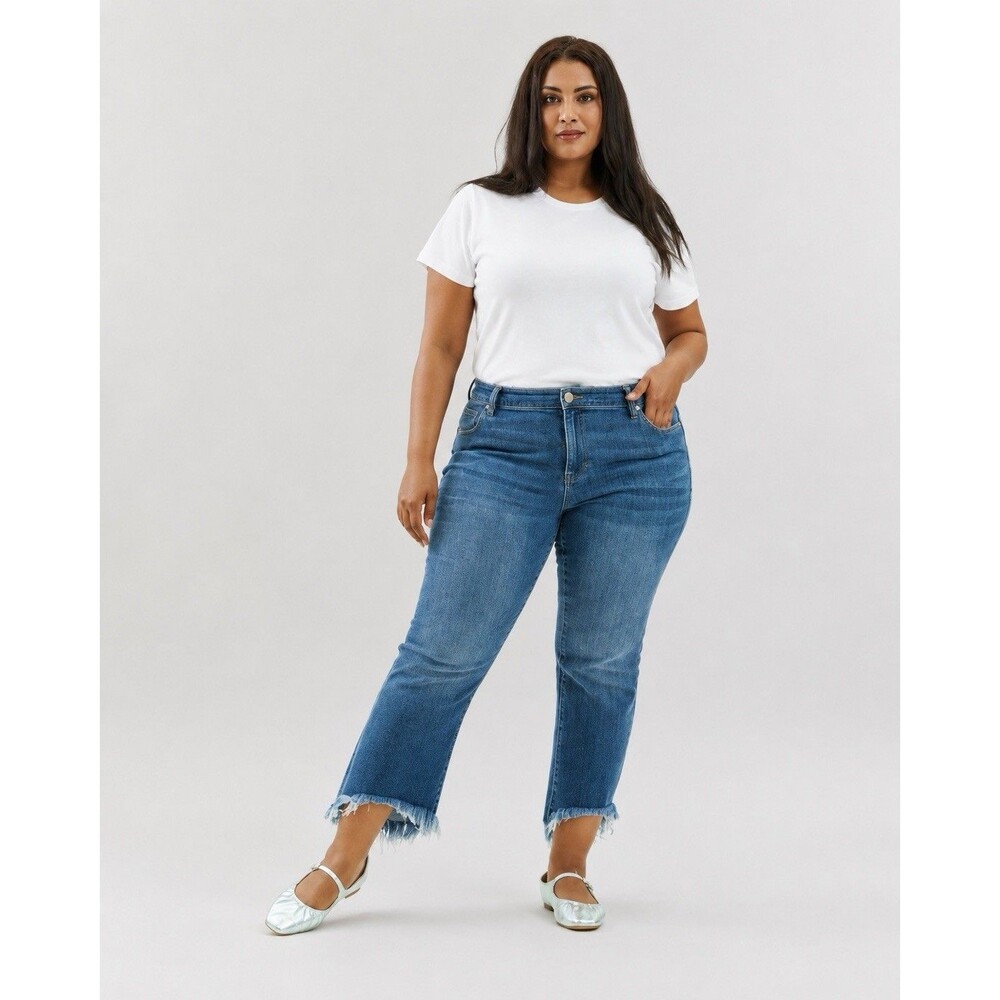 Liverpool LA Hannah Jeans Women’s Stretch The Crop Flare Raw Hem Size 14W NWT
